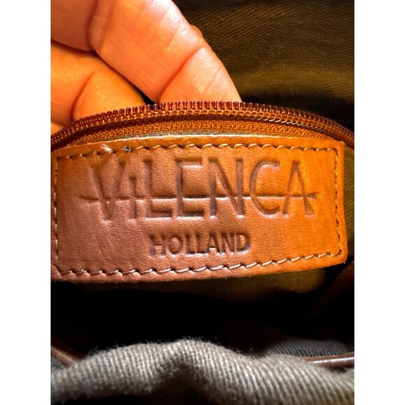 Vilenca Holland Chestnut Brown Woven Leather Crossbody Bag Boho Vintage Style - Picture 6 of 10